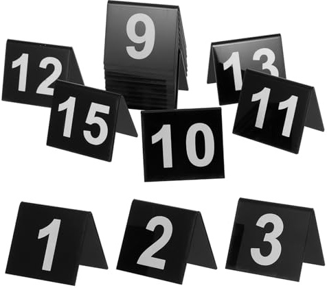 Gatuida 15 pièces Marqueurs Numéros de Table Double Face Acrylique pour Restaurant et Jeux Détective Accessoires Scène Crime Marqueurs Table Compactes et Robustesse Antibasculement