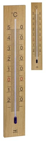 TFA Dostmann Analoges Innen Außen Thermometer aus Eichenholz, 12.1059.01, 27,40 cm groß, Gartenthermometer, Thermometer für Haus und Zimmer, zum Hängen, gut ablesbare Skala, braun (2)