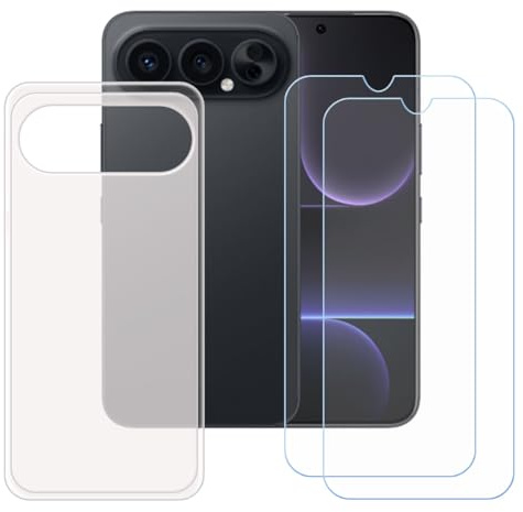 GYDQQKJ Funda para Honor 500 Pro + 2 Piezas Vidrio Protector de Pantalla Cristal Templado Film, Translúcido Suave TPU Silicona Cover Carcasa Caso Case para (6.55)