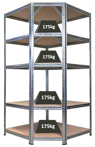 PROREGAL Eckregal Ragnar 1x: 180x90x60cm Verzinkt Fachlast 175kg, Kellerregal Steckregal Garagenregal Lagerregal