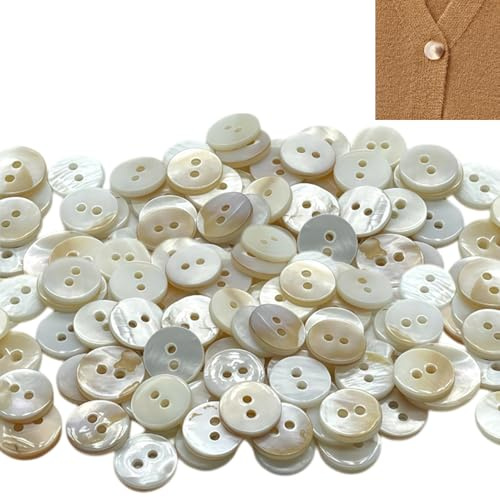 100 Stück Natürliche Perlmutt Knöpfe, 10mm, 2 Loch Flach Knöpfe Zum Annähen Knöpf Für Strickjacke, Kurzwaren Nähen, Handwerk, Stickerei, Scrapbooking