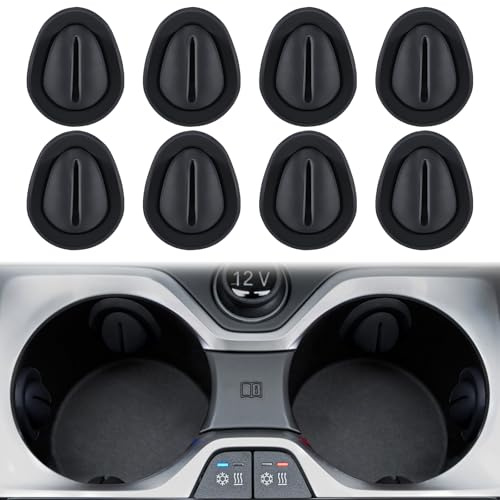 8Pcs Black Car Cup Holder Insert, Self-Adhesive Cup Holder Limiter Inserts, Silicone Car Cup Holder Stabiliser, Shockproof and Stable Car Cup Holder Coaster limiters for Vehicle Truck SUV