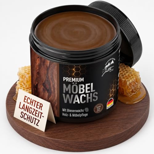 Jotti Premium Möbelwachs Dunkle Eiche 500ml mit Bienenwachs – Holzpflege & Schutz für Holzmöbel, Tische, Schränke, Türen & Antikmöbel – Holzwachs Made in Germany seit 1912