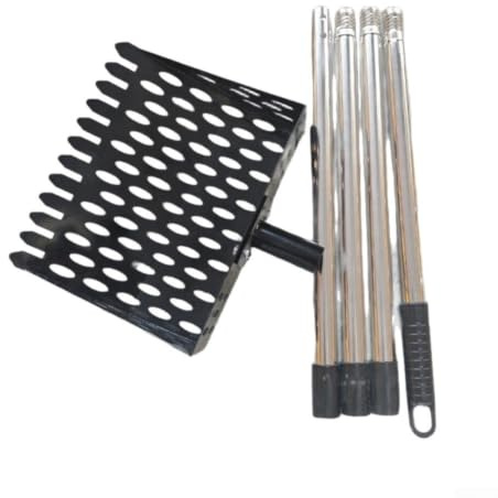 Cuchara ergonómica 2 en 1 para excrementos de pollo con rastrillo, tamiz de arena de aves de corral de metal para mantenimiento de gallinas, separador de suciedad para suministros de pollo (A)