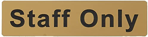 Caledonia Signs 59080 Staff Only Label, Engraved Brass Effect Pvc, 140 mm x 35 mm