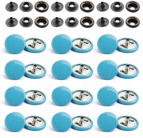 WedDecor Turquoise 15mm Press Studs Heavy Duty Metal Nickle Free 4 Parts Snap Fasteners Rivets Button for Leather Crafts, Jackets, Bags, Straps, Jeans, Clothes Repair - Pack of 10 | Heavy Duty 4 Parts Snap Fasteners Rivets Button for Leather Crafts, Jackets, Bags, Straps, Jeans, Clothes Repair
