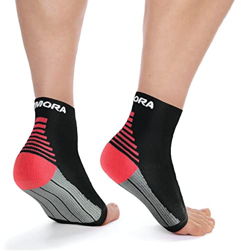 Rymora Foot Compression Socks Sleeves - Ease Plantar Plantar Fasciitis Discomfort and Foot Aches - Supports Heel, Arch & Ankle (One Pair) (Black) (Large: 25-29cm Arch Circumference) [L]
