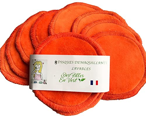 Disques démaquillants lavables – 8 cotons réutilisables ultra doux – Zéro déchet, fabriqués en France, pour tout type de peau – Écologiques et durables – Des Filles en Vert