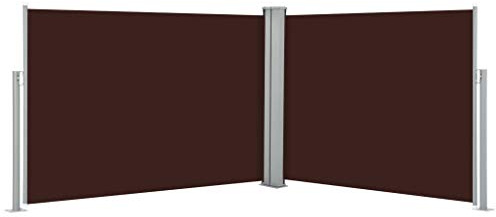 Tidyard Doppel Ausziehbare Seitenmarkise Balkonsichtschutz Windschutz Sonnenschutz für Garten Balkon Terrasse, Reißfest Wasserdicht, Braun 120 x 1000 cm