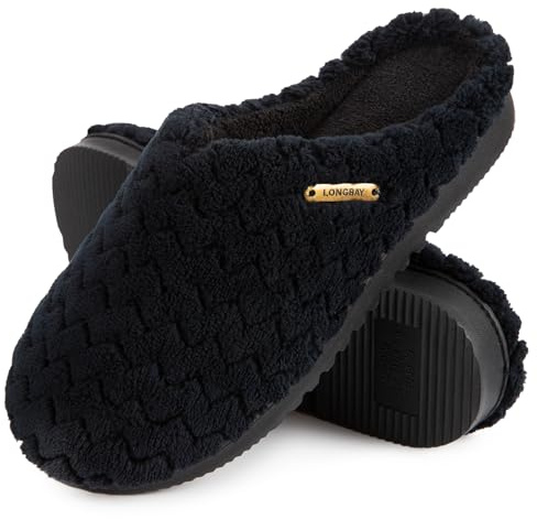 LongBay Women's Flannel Slippers Soft Memory Foam Slip on House Shoes Indoor Outdoor