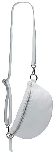 SH Leder ® echt Leder Hüfttasche Damen Herren unisex Gürteltasche für Festival Reise Bauchtasche mittelgroße Crossbody Bag Frauen Ledertasche 27x15cm Karla G359 (Weiss)
