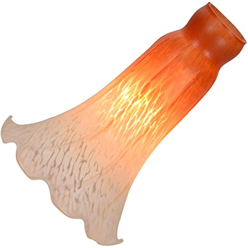 Bieye LS01UK Lily Flower Blown Glass Lampshade (Orange White, Large I.D. 1.26 x O.D. 1.5)