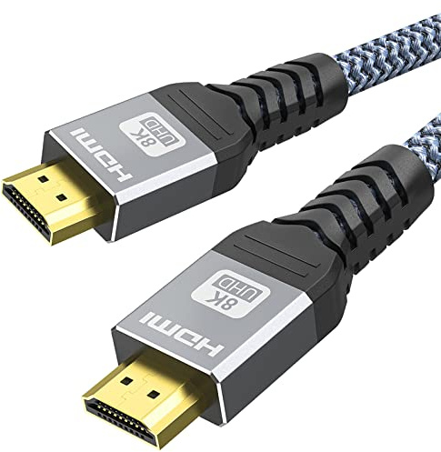 YOJOCK HDMI 2.1 Kabel 8K 2 Meter, 48Gbps HDMI [8K@60Hz/4K@120Hz] Geflochtenes Kabel, DTS: X, HDCP 2.2 & 2.3, HDR 10, eARC, Dynamisches HDR, Kompatibler Projektormonitor PS5/4/3 (2M)