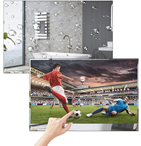 Soulaca - Televisor para baño de 22 Pulgadas con Espejo Inteligente de Lujo, IP66, Resistente al Agua, Android 11.0, Full HD con Wi-Fi y Bluetooth (Modelo 2026)