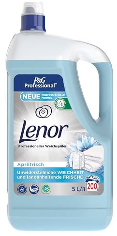 Lenor Professional Weichspüler Aprilfrisch, Macht Ihre Wäsche frisch und weich, Professionelle Formel für den professionellen Gebrauch, Dermatologisch getestet, 200 Waschladungen, 5 L (1er Pack)