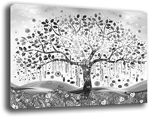 Quadro Moderno ALBERO della VITA Astratto black and white Quadri moderni soggiorno da Parete XXL grande Stampa su tela Canvas Decorazione Murale muro Arredo Camera letto Cucina (70x100 cm, 2)