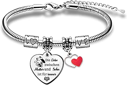 FCZIVA Mama Und Sohn Armreifen Armband Verstellbar Muttertag Geburtstag Geschenk Mama Sohn Liebe FüR Immer Erinnerung Schmuck Andenken Begleiten SchäTzen Erntedankfest Frauen Weihnachtsgeschenke Herz