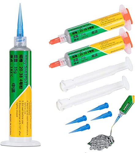 Pasta de soldadura de estaño de jeringa de 35 g con plomo Sn63pb37 punto de fusión 183 ℃, pasta de soldadura de mantenimiento de tubo de aguja, para reparación de componentes electrónicos, PCB, Ic,