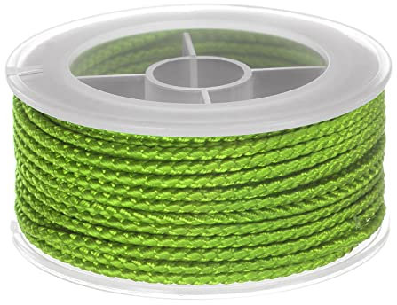 sourcing map Hilo de Nylon, Cuerda de Abalorios de Cordel, Cordón Trenzado Extrafuerte 2mm para Pulseras Joyería Fabricación Bricolaje Artesanías 11M/36 Pies, Lima Verde