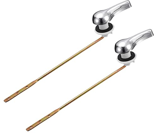 sourcing map Manija Inodoro Reemplazo Kit, 2 Manijas de Descarga de Cisterna de Inodoro Universal Frontal Montaje, Disparador Palanca Inodoro con Cadena para Baño Inodoro Tanque, ABS Hierro