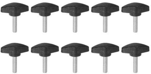 Kvartsman 10 stycken räfflade skruvar M6 x 25 mm vingskruvar med T-format handtag, galvaniserat kolstål gängbultar tumskruvar 36 mm spännskruvknapp för snabb borttagning