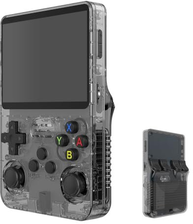 Console di gioco portatile retrò, R36S, display IPS da 3,5 pollici, scheda TF da 64 GB, oltre 10.000 giochi, con sistema Linux open source (lingua italiana non garantita), nero