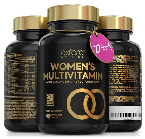 Award Winning Multivitamin Tablets for Women with Collagen & Hyaluronic Acid | Made in The UK | Womens Vitamins to Support Hormones, Immunity & Energy | Collagen Supplements for Women | 90 Tablets