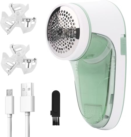 Fusselrasierer, Tragbarer Fusselentferner Elektrisch, Fusselentferner für Pullover und Wolle mit USB Kable und 2 Ersatzklingen