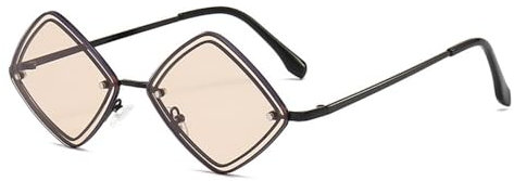 HPIRME Lunettes de soleil géométriques en forme de losange pour femme - Verres vintage - Lunettes de soleil UV400 dégradées - Champagne noir - Taille unique