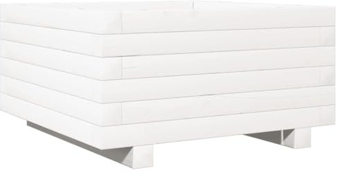 vidaXL Jardinière Blanc 50x50x26,5 cm Bois de pin Massif, jardinière d'extérieur, bac à Fleurs, boîte à Plantes, jardinière de terrasse