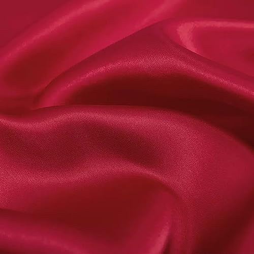 Anevous 2 Meter x 150 cm Satin Stoff, Stoffe zum Nähen Stoff Satin Meterware Fabric Dekostoff Einfarbig Bekleidungsstoff Nähenstoff für Mode Kleidung Geschenk, Handwerk Dekoration,Rot
