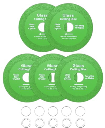 sourcing map 5 Pack Glass Cutting Disc 4.5 Inch for rotary tool Diamond Cutting Disc Ultra-Thin Saw Blade Wheel with 7/8 Arbor for Cutting Grinding Jade Crystal Tile Ceramic