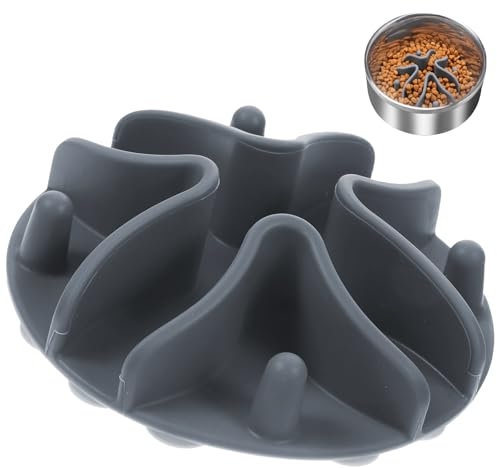 HENGBIRD Anti Schling Napf Katze, Antischlingnapf Hunde, 10x10x3cm Anti Schling Napf Hund, Antischlingnapf Katze für Verwöhnung der Haustiere, Verdauung, Erstickungsschutz （Grau）