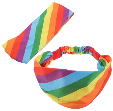 BESTYASH 2stücke Laufstirnband Sportliche Schweißbänder Dehnbares Stirnband Breites Schweißband Für Damen Und Herren Workout-Stirnband Regenbogen-Stirnband Für Pride-Monat Und Partys