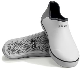 HUK - Mens Rogue Wave Waterproof Fishing & Outdoor Shoes for Men, Neoprene Lining, Non-Marking Rubber Outsole, Superior Traction, Comfortable EVA Footbed, White, 10