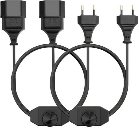 2 dimmer per lampade a LED, 250 V, con cavo da 2 metri (cavo di alimentazione a 2 poli), cavo di prolunga con interruttore, colore nero
