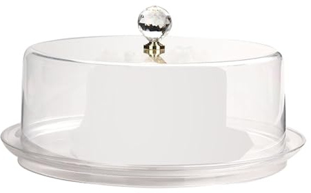 YWJLQH Soporte para Pasteles con cúpula, Plato Transparente para Tartas y postres, 34 X 34 X 13 Cm