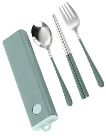 Cabilock 1satz Reusable Chopsticks Spoon Fork Tragbares Edelstahl Besteckset Für Reisen Camping Outdoor Aktivitäten Leicht Robust Und Rostfrei Teiliges