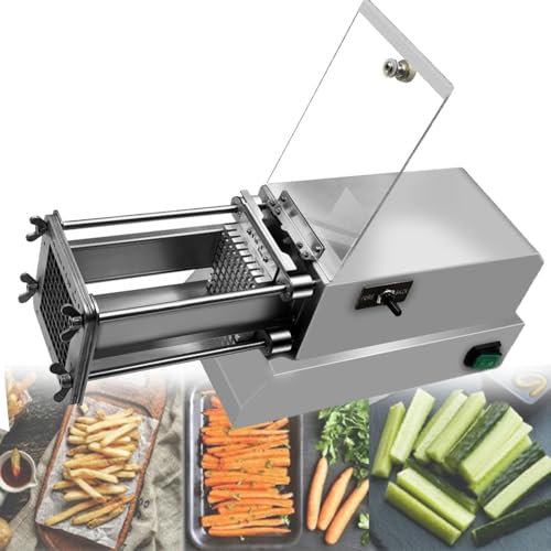 Stainless Steel Electric Potato Strip Cutter,Commercial French Fry Potato Cutter Machine,French Fries Cutting Machine with 8mm Blades,Black