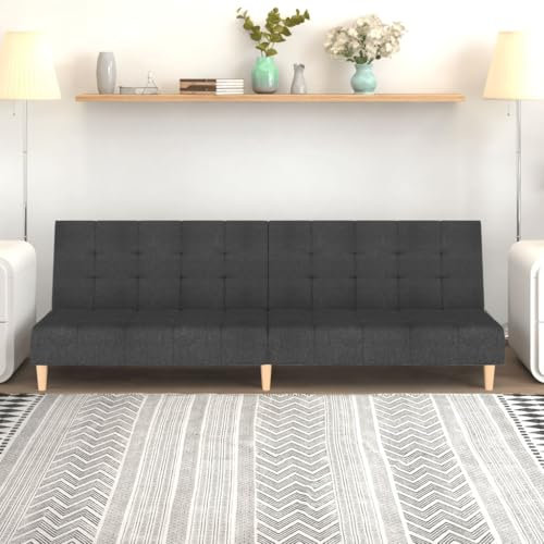 LAPOOH Schlafsofa 2-Sitzer Dunkelgrau Stoff, Loungesofa, Sofas & Couches, Relaxsofa, Couch für Wohnzimmer, 375755