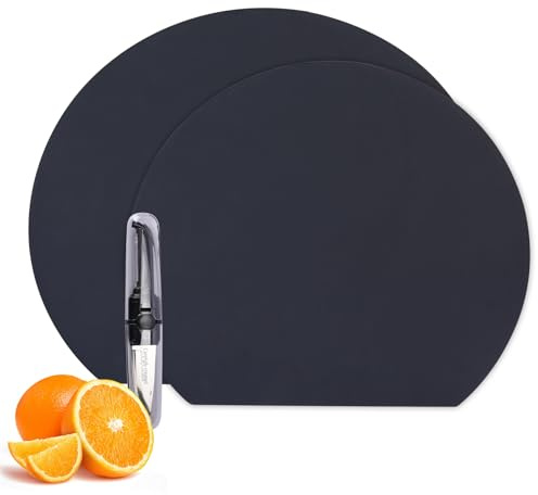 KIMIGO 2X Flexibles TPU Schneidebret Set mit 2 Größen (M/L),Schneidebrett Antibakteriell, Schneideunterlage Küche BPA-frei,Rutschfest,Spülmaschinenfest,Kratzfeste Flexible Schneidebretter (Schwarz)