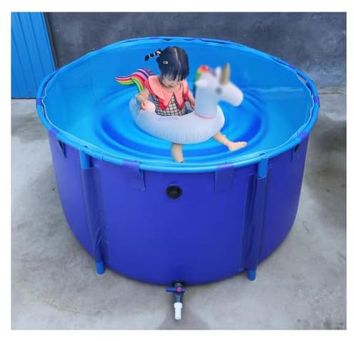 zklaseot Piscina Redonda de Lona para Peces, Piscina Infantil, Acuario Plegable Grande con Soporte, Fácil de Instalar, para Patio y jardín, Tamaño Personalizado(1.2X0.6m/680L)