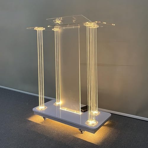 Clear Pulpits For Churches With Led Light, Acrylic Podium Stand Lecterns & Podiums, Acrylic Podiums For Church, Weddings, School, Office, Restauts