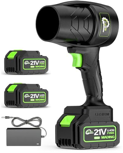 Souffleur de Feuilles électrique sans Fil, 300000 Tours/Minute, 2 Piles et Chargeur Inclus, souffleur de Feuilles électrique pour Le Nettoyage du Patio, l'entretien de la pelouse