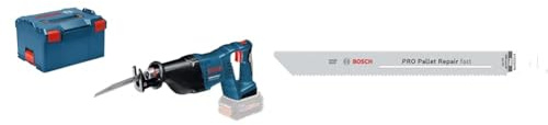 Bosch Professional 18V System Akku Säbelsäge GSA 18 V-LI + 5x PRO Pallet S1022HFR Repair fast Säbelsägeblatt (für Stahl, Holz mit Nägeln, Länge 200 mm, Zubehör)