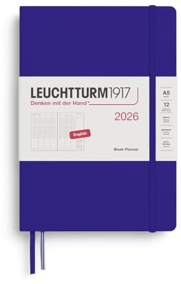 LEUCHTTURM1917 372764 veckoplanerare medium (A5) 2026, bläck och engelska