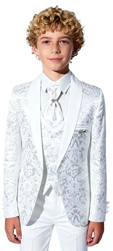 SIRRI Boys Patterned Communion Tuxedo Suit 5 PC Set Wedding Dinner Prom Age 1-16