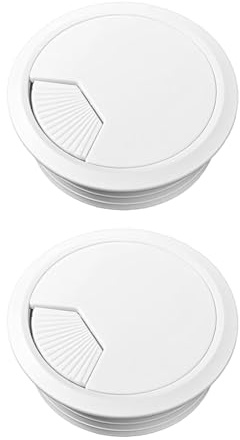 2 Pcs Desk Grommet,60mm White Dust Resistance Thick Plastic Desks Cable Hole Cover,Easy Installation Firm Detachable Round Desk Cable Grommet,Cables Grommets for Home Office Tidy Wire.(White)