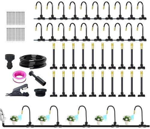 Système d'irrigation de jardin, 20 m, système d'irrigation pour, avec réglable et fonction de pulvérisation, pour parterres de fleurs, pelouses et extérieures