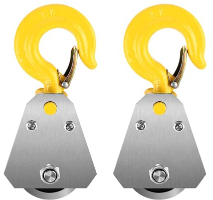 LDXDRU 2 Stück 1 Tonnen Umlenkrolle mit Kugellager und Haken, Umlenkrollen für 10mm Seile Stahlseil, für Seilzug Seilwinde Forst Zubehör,Umlenkrolle Seilrolle Snatchblock Windenrolle